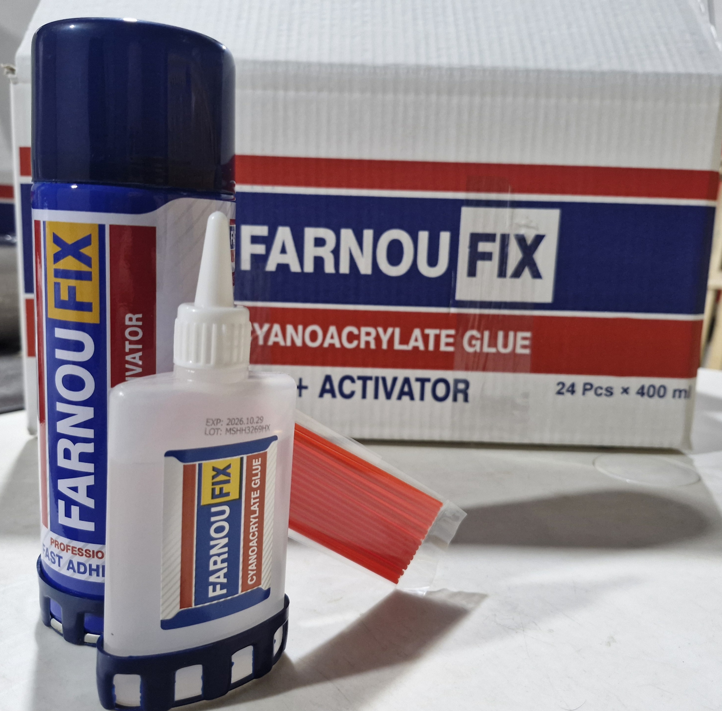 کارتن 24 تایی چسب 123 فرنوفیکس FARNOUFIX بطری 100 گرمی اسپری 400 میلی لیتر